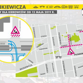 Ulica Sienkiewicza - tymczasowa organizacja ruchu
